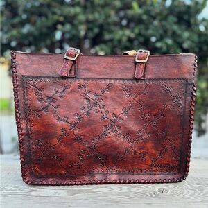 Embossed Leather Tote Bag